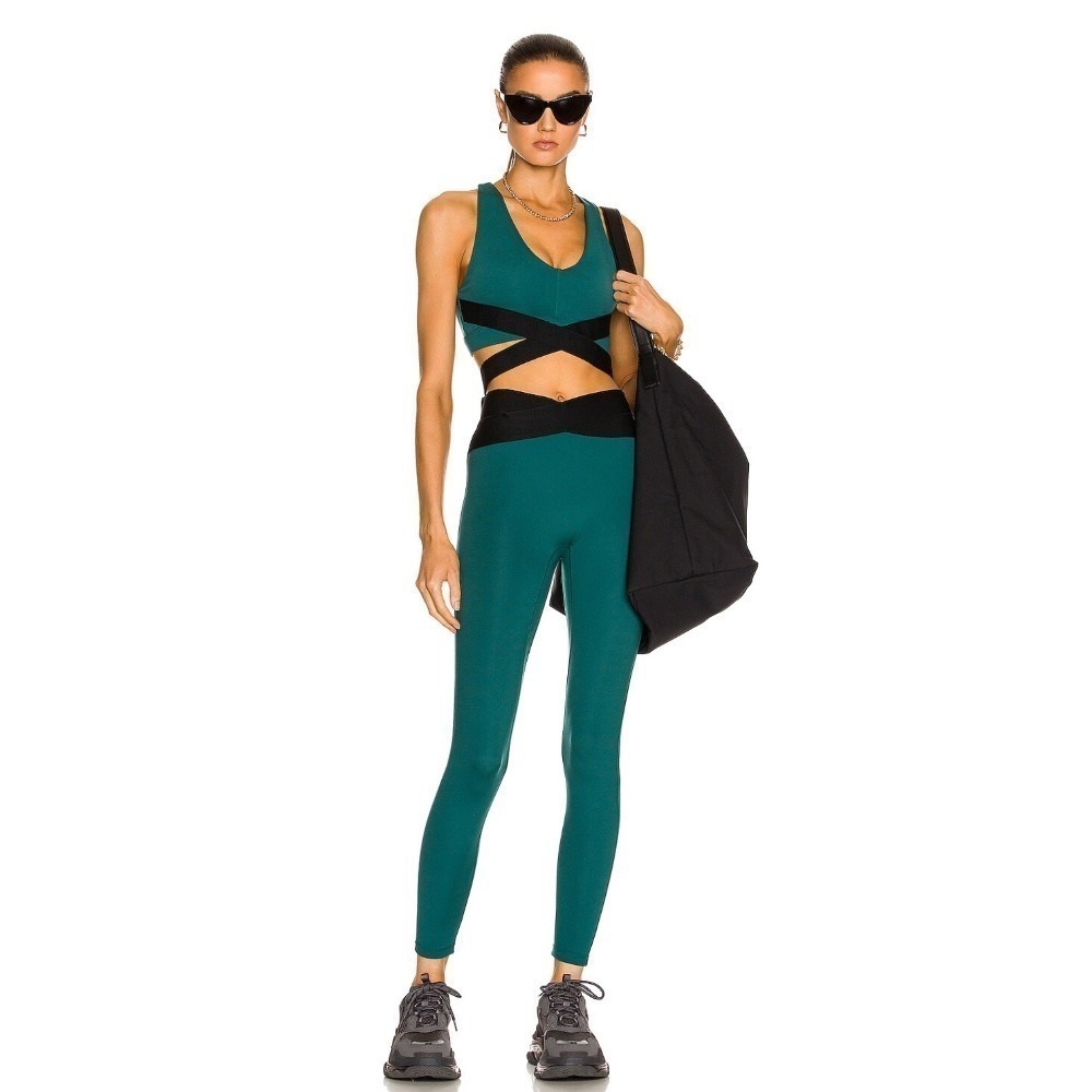 Le Ore Crossover Leggings High‎ Waist Yoga Pants Athletic Green Size XS